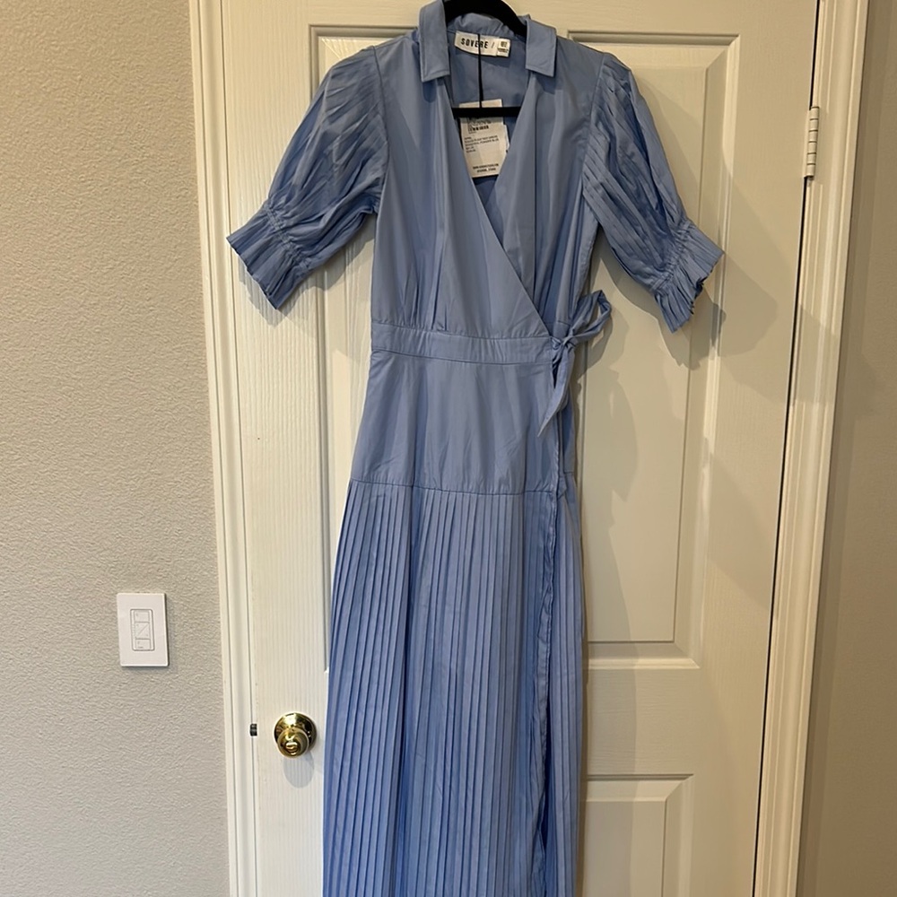 Elegant Blue Wrap Dress